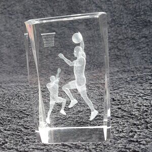 3" Paper Weight Basketball Etched Glass